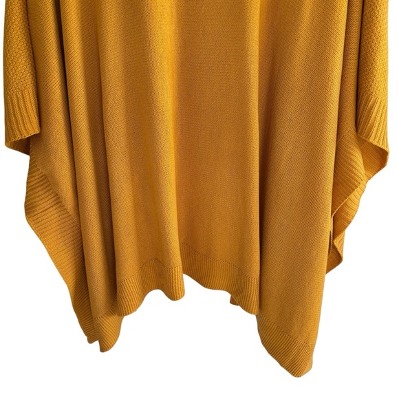 Laurel Grey Mustard Yellow Knit Cowl Neck Poncho Sweater Cozy Fall Layering OS - Picture 11 of 16